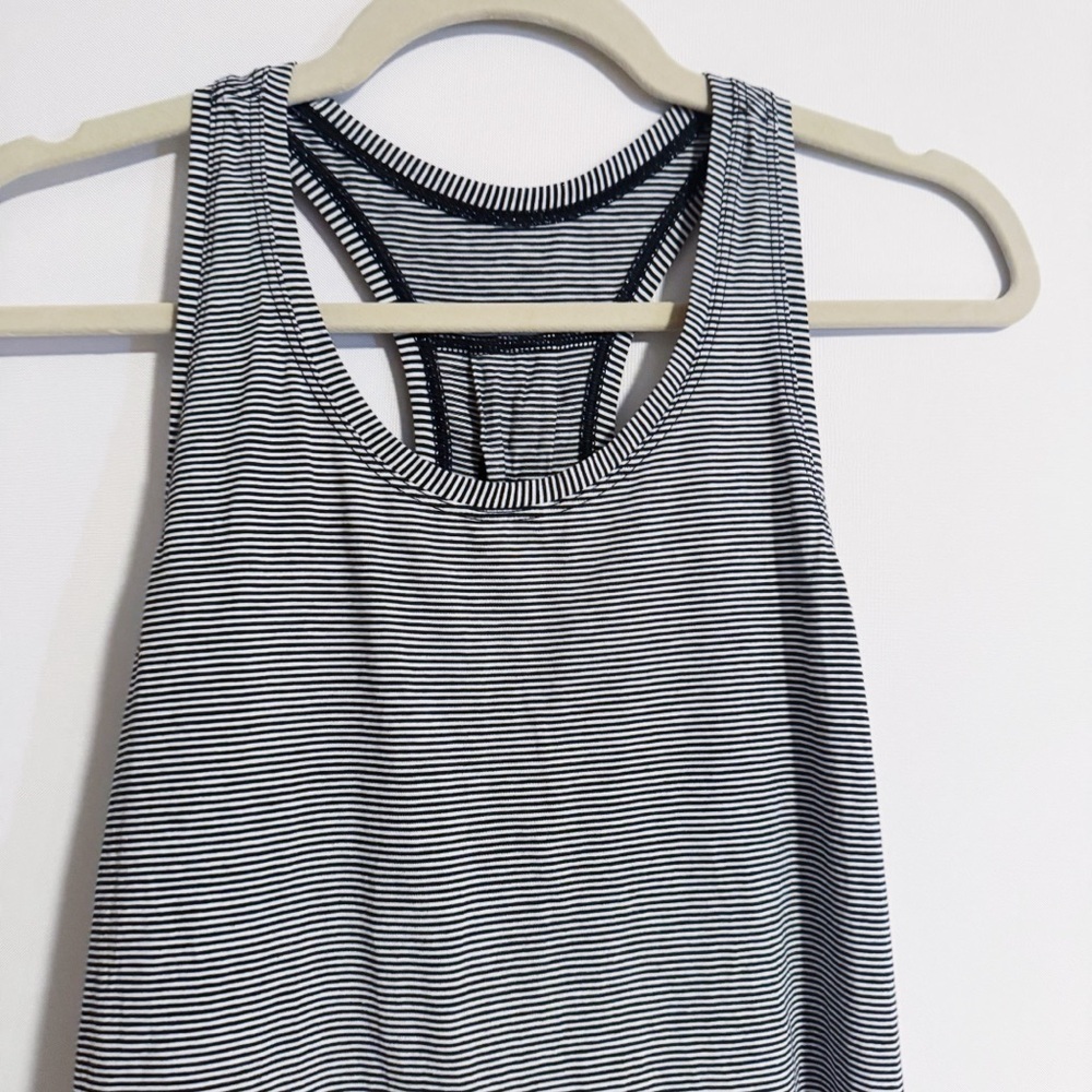 Lululemon - Black and White Striped Racerback Tank Top - Picture 2 of 5